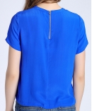 Blue simple silk crepe de chine top