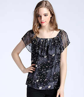 Tops - Space printed silk chiffon top