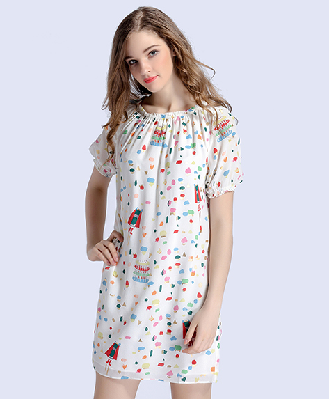 Dress - Printed silk crepe de chine dress