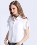 White sleeve silk crepe de chine short shirt