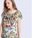 Rose printed silk crepe de chine top