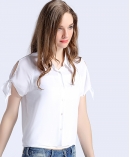 White sleeve silk crepe de chine short shirt