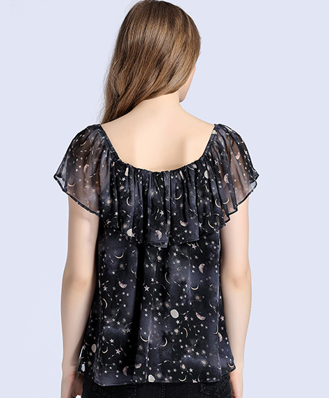 Tops - Space printed silk chiffon top