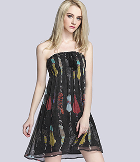 Dress - Printed silk  crepe crinkle dress