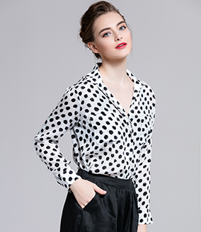 Tops - Silk crepe de chine dot shirt