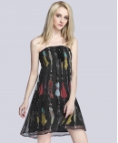 Printed silk  crepe crinkle dress