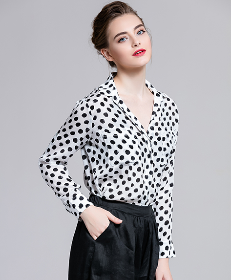 Tops - Silk crepe de chine dot shirt