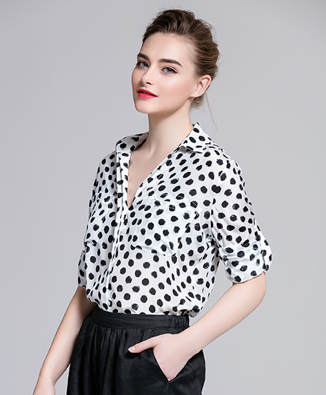 Tops - Silk crepe de chine dot shirt