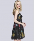 Printed silk  crepe crinkle dress