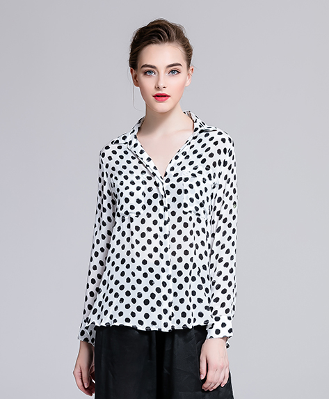 Tops - Silk crepe de chine dot shirt