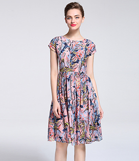 Dress - Printed Silk crepe de chine  midi dress