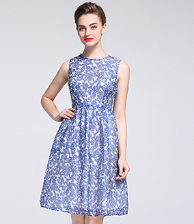 Dress - Printed silk organza midi dressp