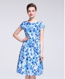 printed silk organza midi dress