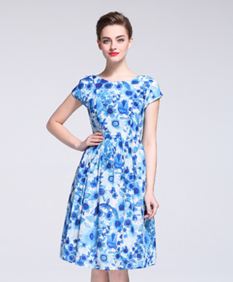 Dress - printed silk organza midi dress