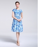 printed silk organza midi dress