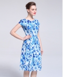 printed silk organza midi dress