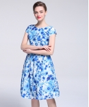 printed silk organza midi dress