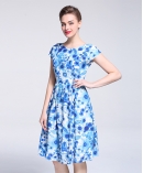 printed silk organza midi dress