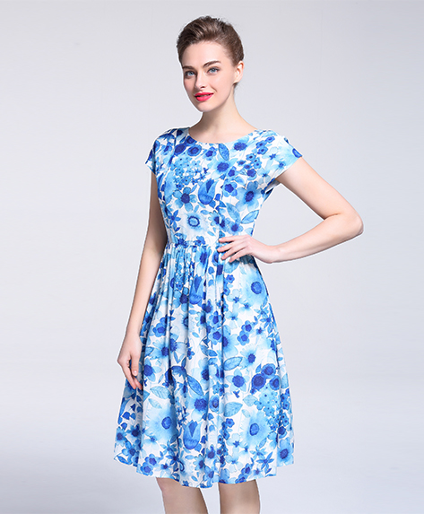 Dress - printed silk organza midi dress