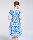 printed silk organza midi dress