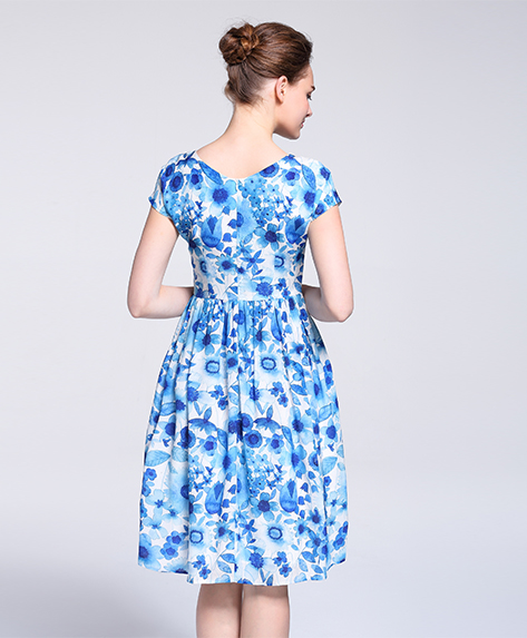 Dress - printed silk organza midi dress