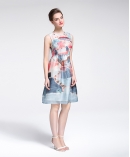 Printed silk organza midi dress