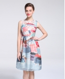 Printed silk organza midi dress