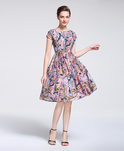 Dress - Printed Silk crepe de chine  midi dress