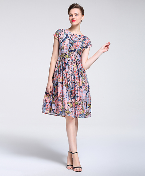 Dress - Printed Silk crepe de chine  midi dress