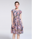 Printed Silk crepe de chine  midi dress