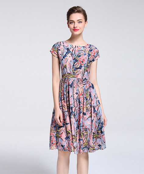 Dress - Printed Silk crepe de chine  midi dress