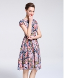 Printed Silk crepe de chine  midi dress