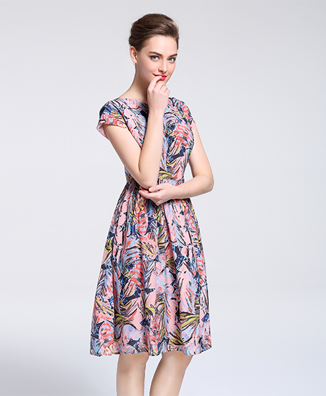 Dress - Printed Silk crepe de chine  midi dress