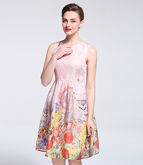 Dress - Printed silk organza midi dress