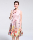 Printed silk organza midi dress