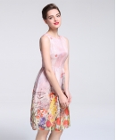 Printed silk organza midi dress