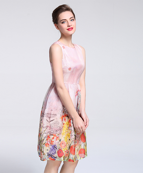 Dress - Printed silk organza midi dress