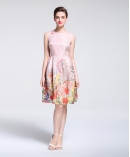 Printed silk organza midi dress