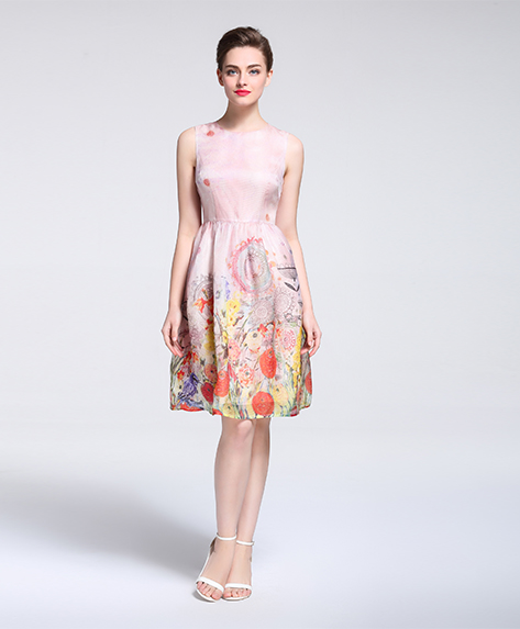 Dress - Printed silk organza midi dress