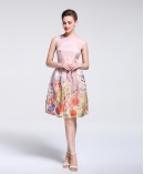 Printed silk organza midi dress