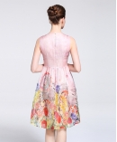 Printed silk organza midi dress