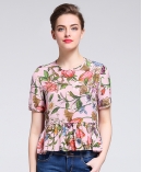 Printed silk  crepe de chine top