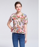 Printed silk  crepe de chine top