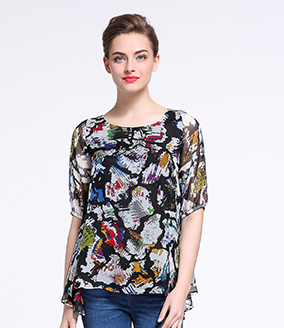 Tops - Printed silk chiffon top