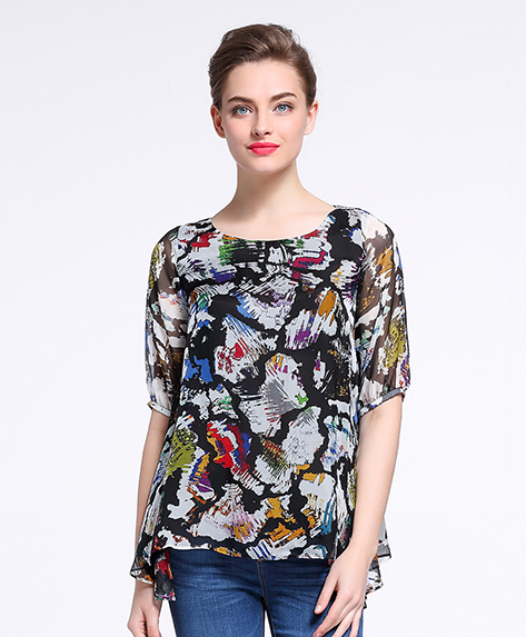 Tops - Printed silk chiffon top