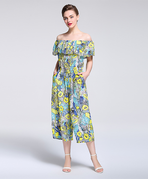 Dress - Printed Silk crepe de chine  Jumpsuits