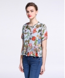 Printed silk  crepe de chine top