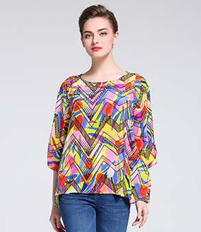 Tops - printed silk  crepe de chine top