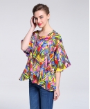 printed silk  crepe de chine top