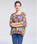 printed silk  crepe de chine top